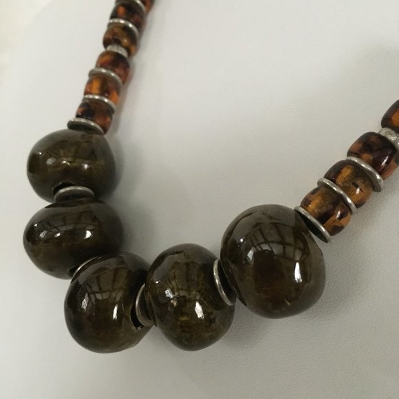 1980's Vintage Chunky Stone Necklace - Olive Topaz - Picture 5 of 6